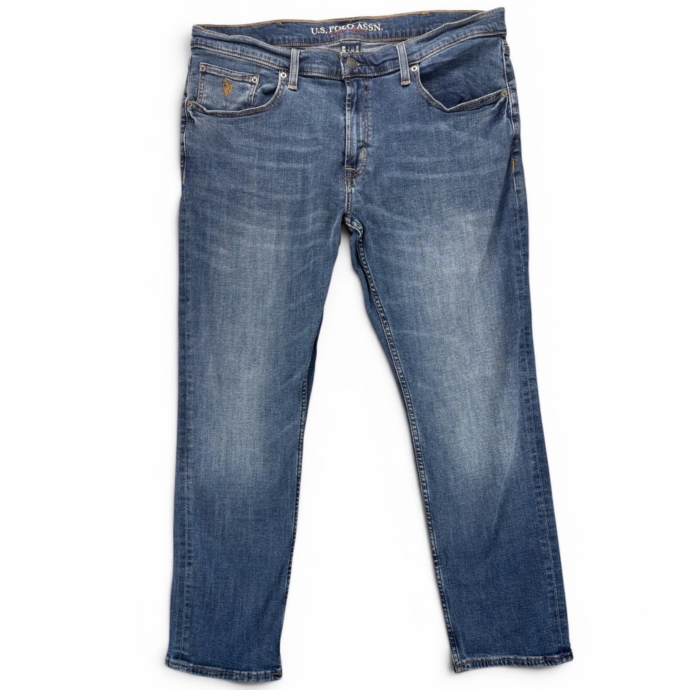 U.S. Polo Assn Mens Jeans 38x30 Blue Activate Stretch Straight Denim‎ Cotton Dad